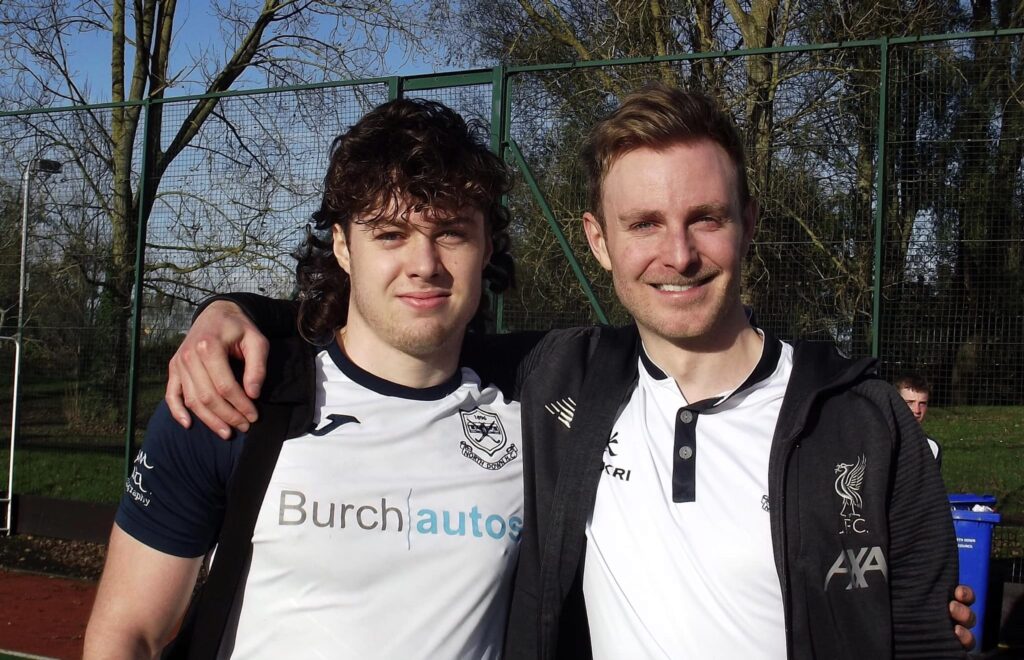 Goalscorers Scott Graham and Melvyn Nicholls with apologies for Melvyn's top